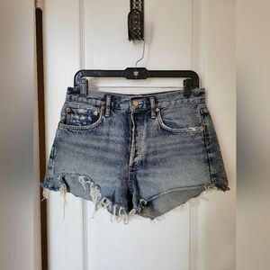 AGOLDE Parker Distressed High Rise Jean Shorts in Swapmeet Size 27 (4)
